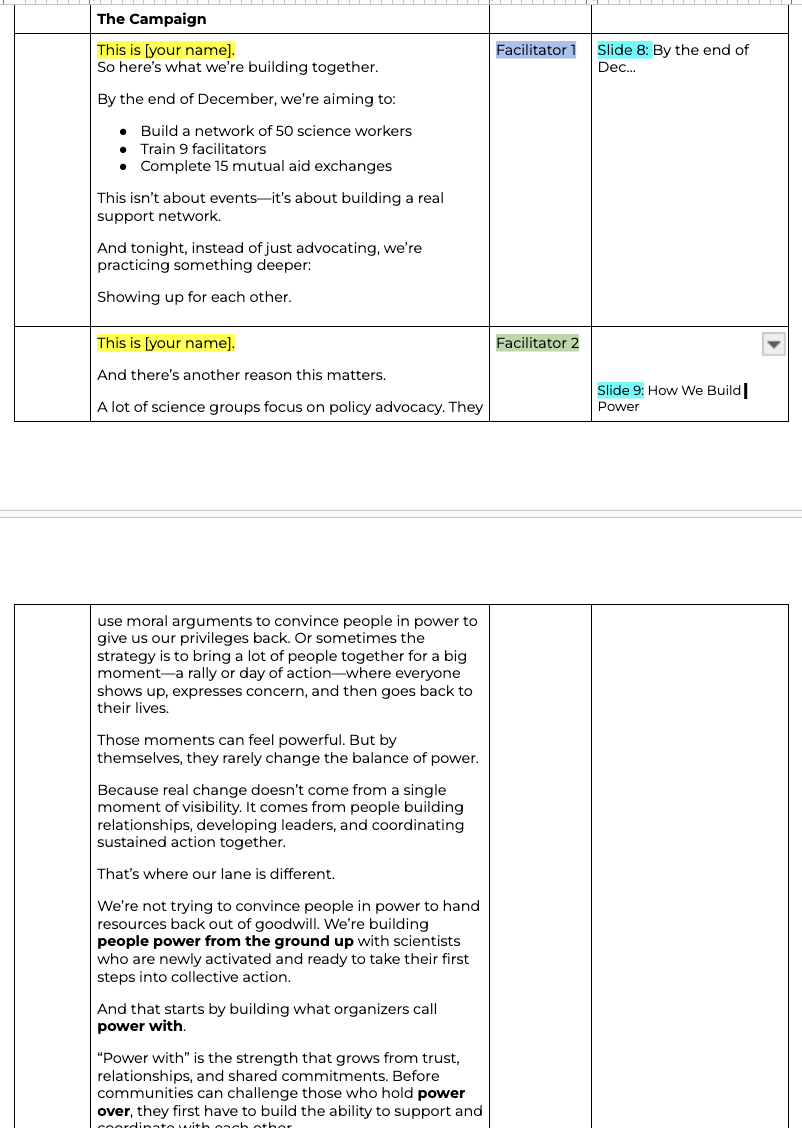 science in solidarity action hour script excerpt